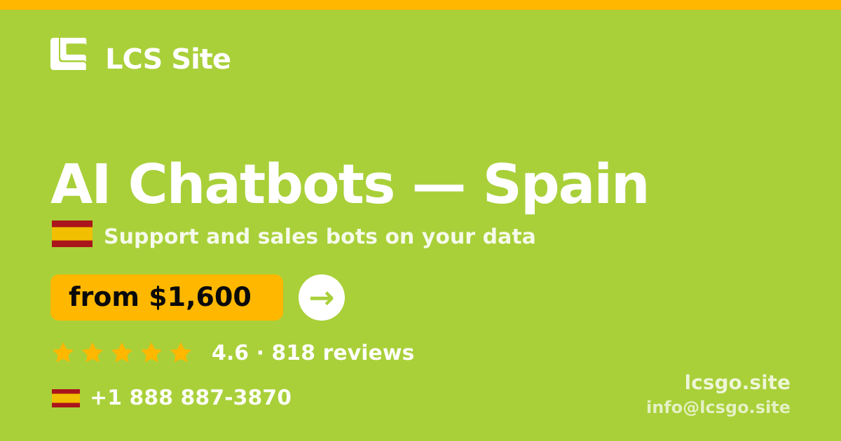 AI Chatbots in Barcelona — from $1,400/mo, rated 4.7/5 by 1602 clients. LCS Site.