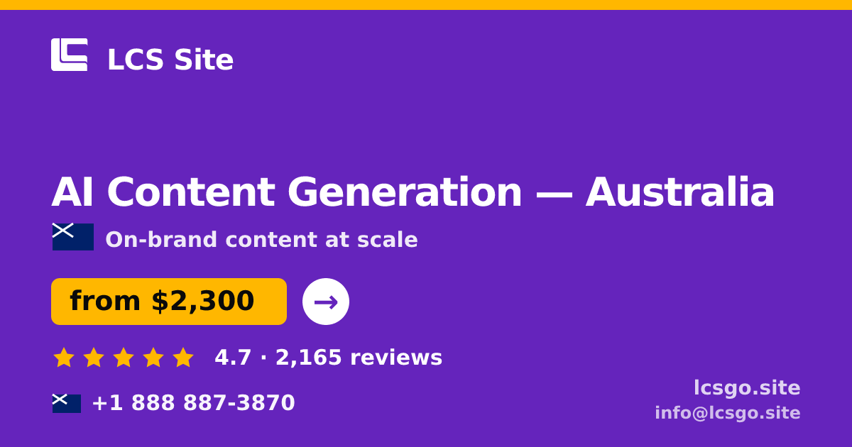 AI Content Generation in Melbourne — from $2,000/mo, rated 5/5 by 2982 clients. LCS Site.