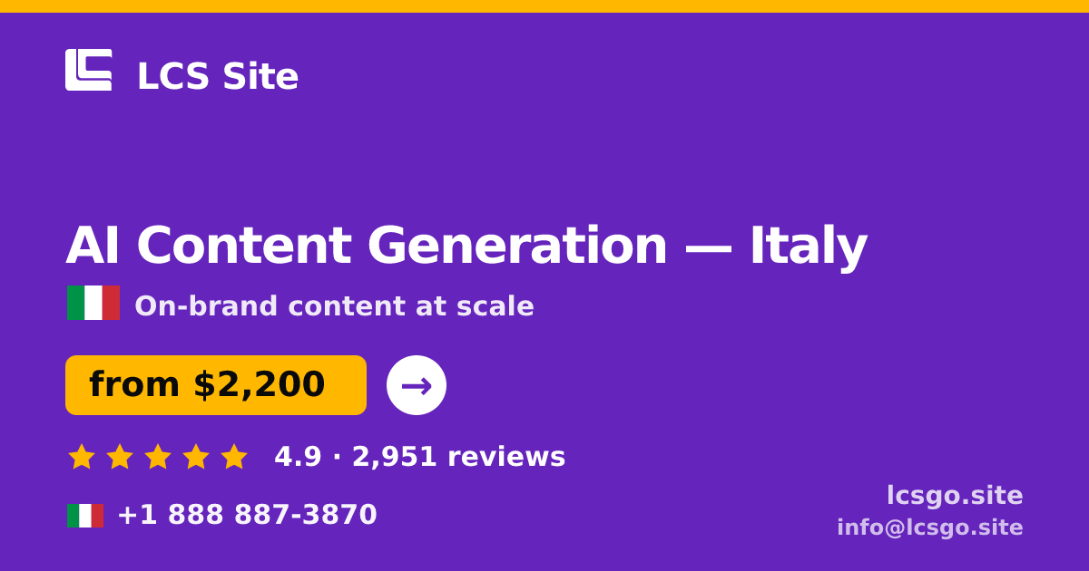 AI Content Generation in Milan — from $1,900/mo, rated 4.7/5 by 1560 clients. LCS Site.