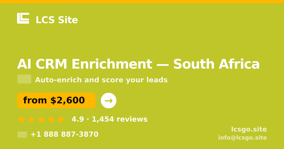 AI CRM Enrichment in Durban — from $2,000/mo, rated 5/5 by 1107 clients. LCS Site.