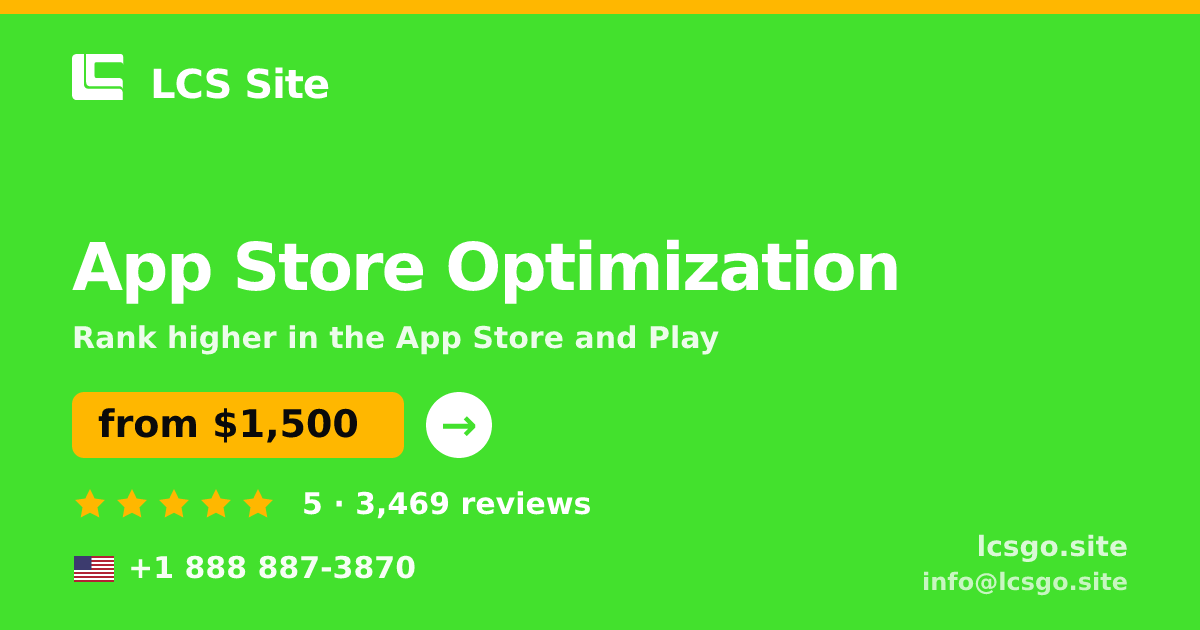 App Store Optimization in the USA — from $1,500/mo, rated 5/5 by 3469 clients. LCS Site.