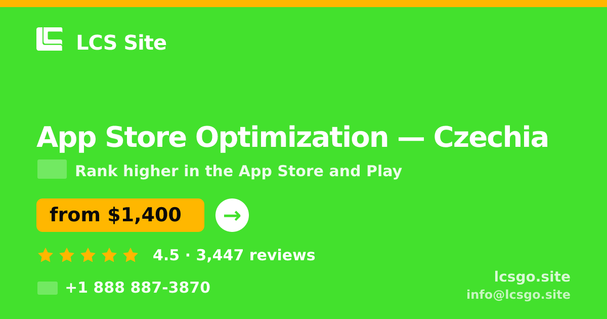 App Store Optimization in Czechia — from $1,400/mo, rated 4.5/5 by 3447 clients. LCS Site.