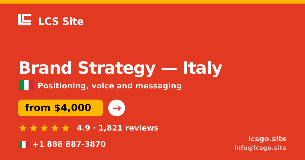 Brand Strategy in Italy — from $4,000, rated 4.9/5 by 1821 clients. LCS Site.