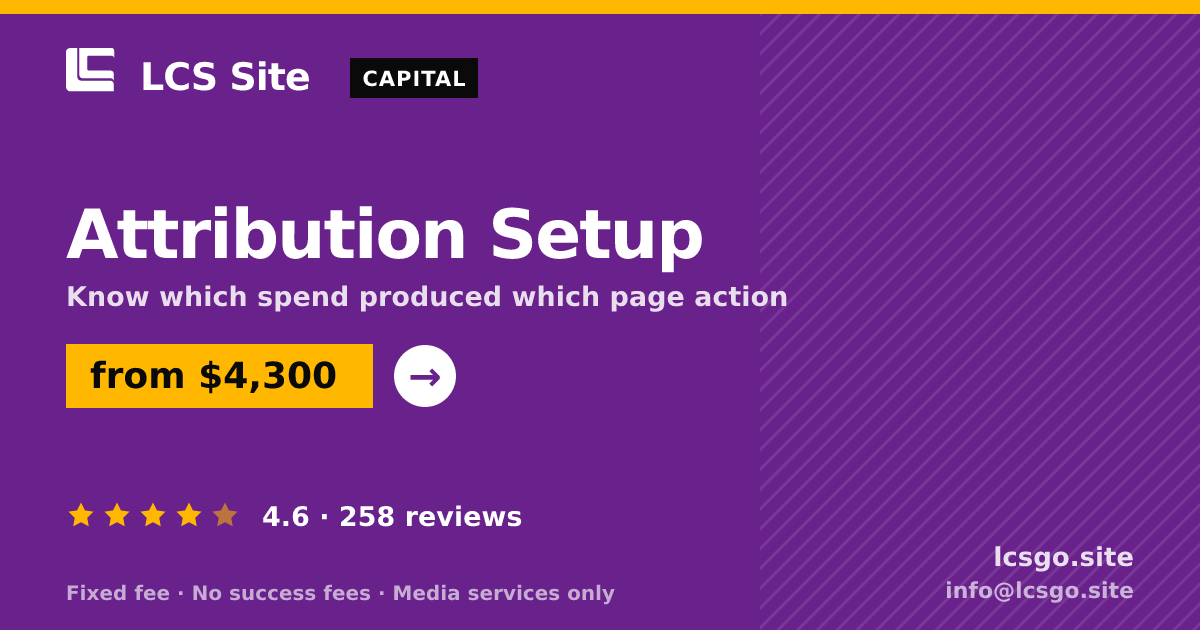 Attribution Setup — from $4,300, rated 4.6/5 across 258 reviews. LCS Site.