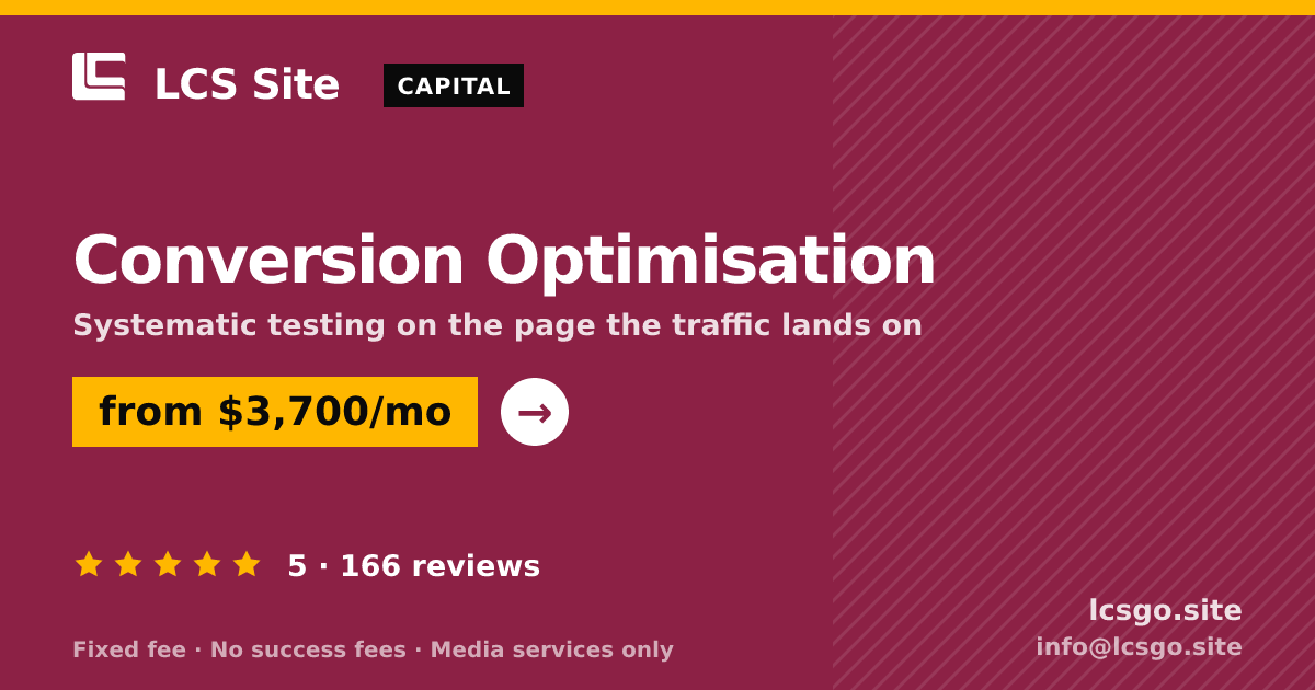 Conversion Optimisation — from $3,700/mo, rated 5/5 across 166 reviews. LCS Site.