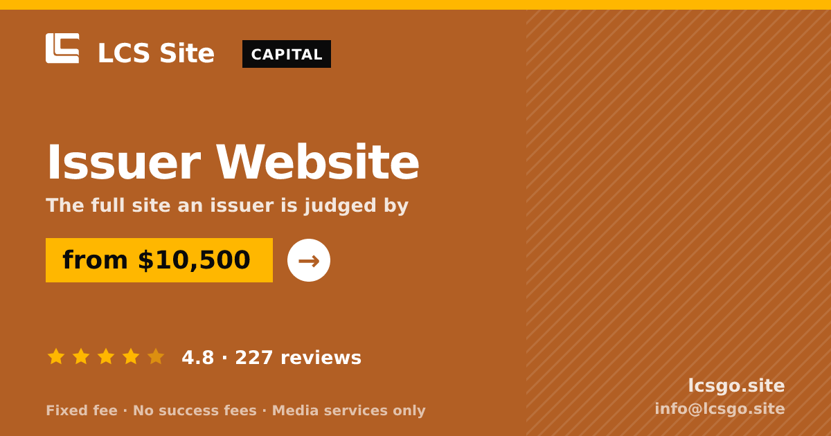 Issuer Website — from $10,500, rated 4.8/5 across 227 reviews. LCS Site.