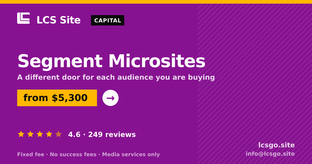 Segment Microsites — from $5,300, rated 4.6/5 across 249 reviews. LCS Site.