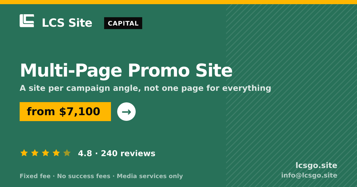 Multi-Page Promo Site — from $7,100, rated 4.8/5 across 240 reviews. LCS Site.