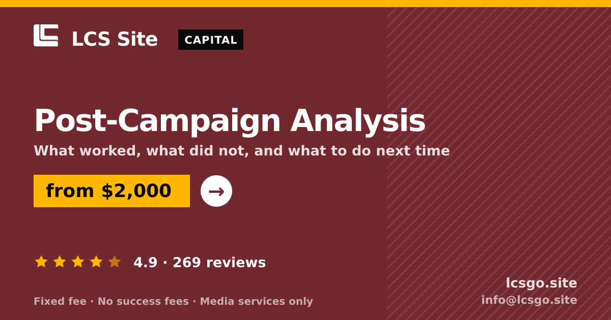 Post-Campaign Analysis — from $2,000, rated 4.9/5 across 269 reviews. LCS Site.