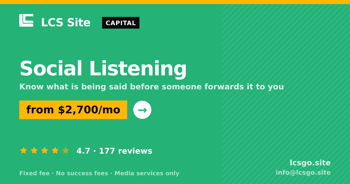 Social Listening — from $2,700/mo, rated 4.7/5 across 177 reviews. LCS Site.