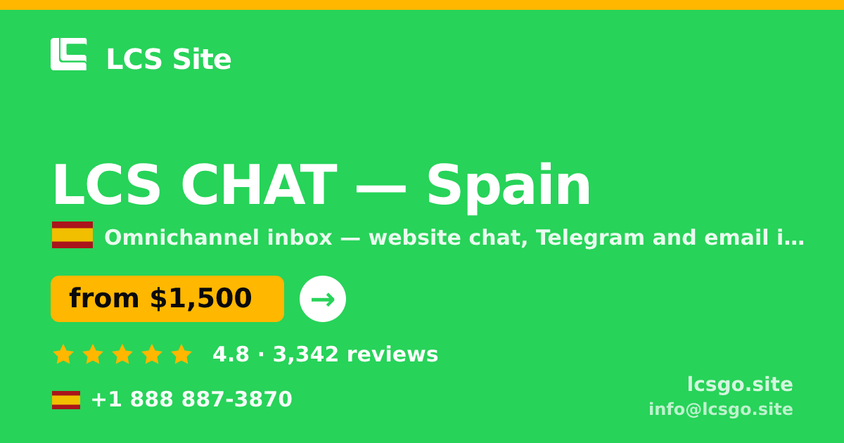 LCS CHAT in Spain — from $1,500/mo, rated 4.8/5 by 3342 clients. LCS Site.