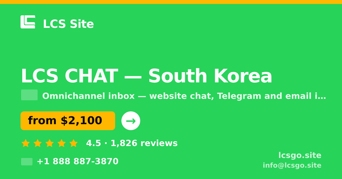 LCS CHAT in South Korea — from $2,100/mo, rated 4.5/5 by 1826 clients. LCS Site.