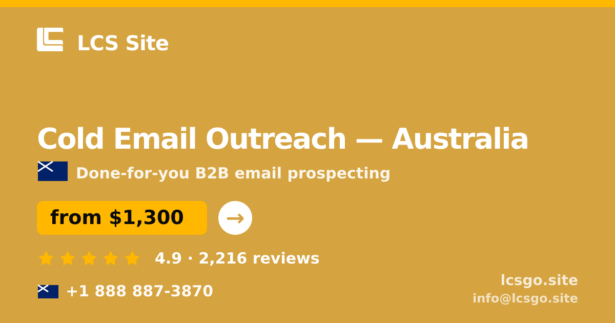 Cold Email Outreach in Melbourne — from $1,800/mo, rated 5/5 by 3426 clients. LCS Site.