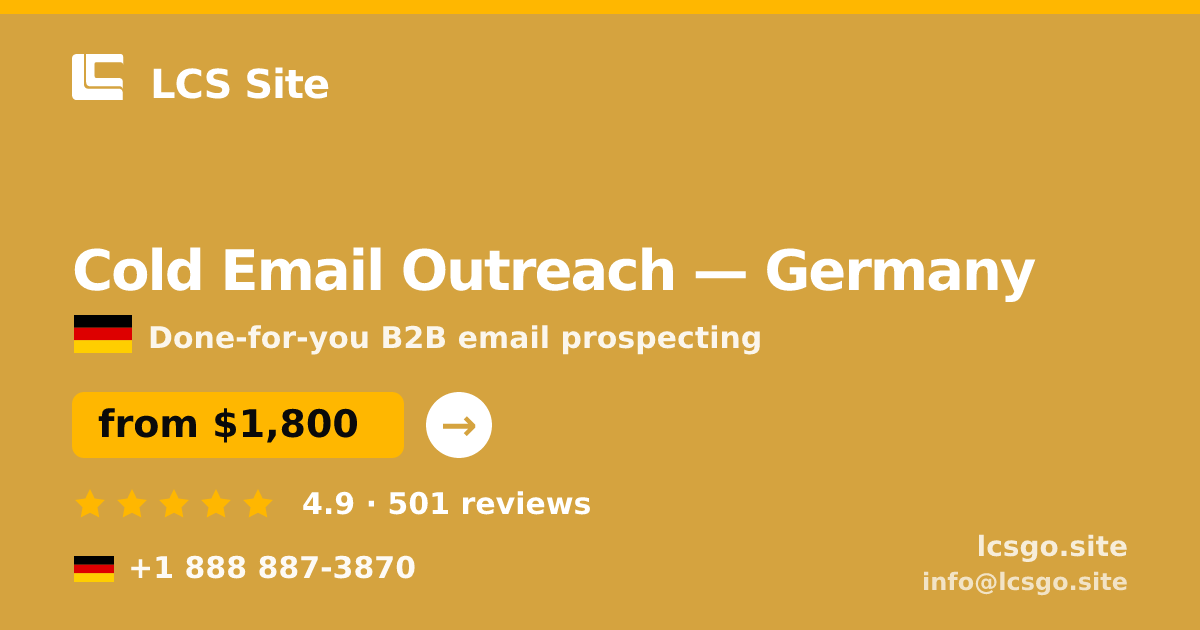 Cold Email Outreach in Berlin — from $1,400/mo, rated 4.6/5 by 1234 clients. LCS Site.