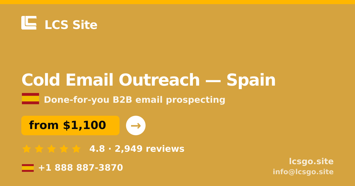 Cold Email Outreach in Valencia — from $1,100/mo, rated 4.6/5 by 2164 clients. LCS Site.