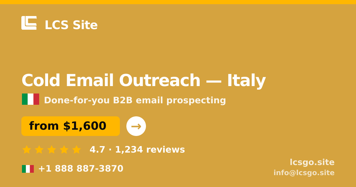 Cold Email Outreach in Rome — from $1,400/mo, rated 4.6/5 by 2666 clients. LCS Site.