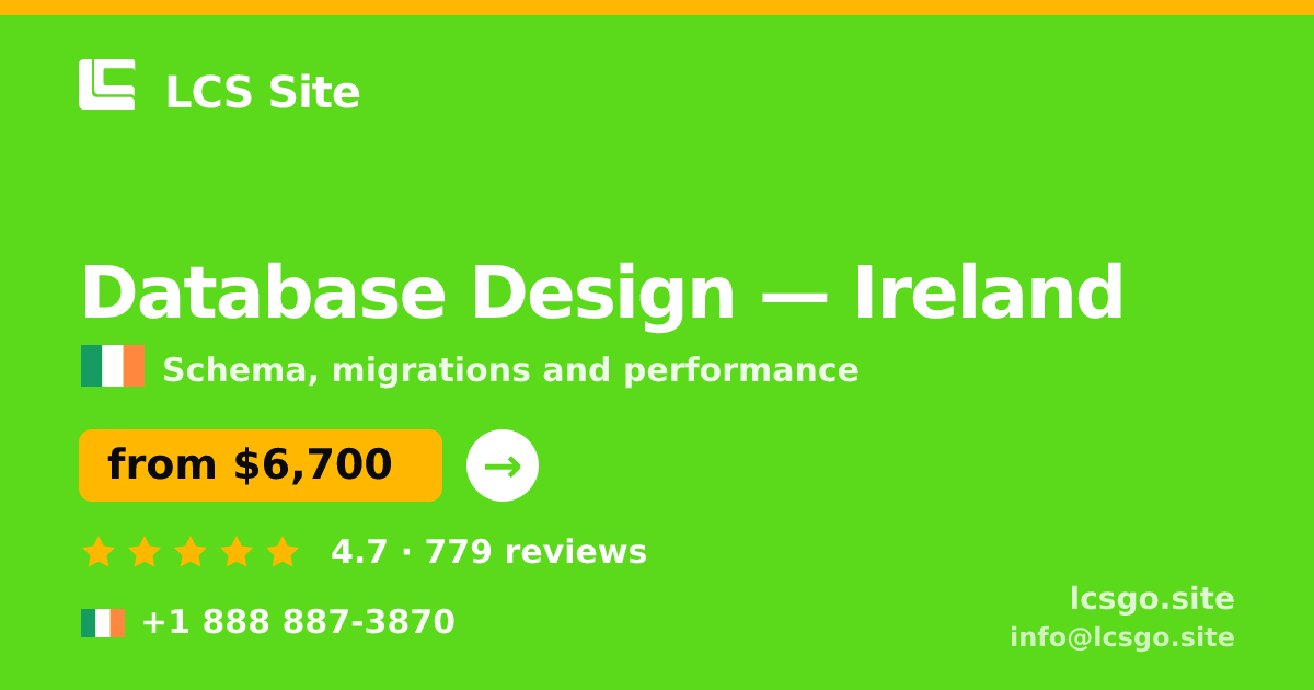 Database Design in Cork — from $6,900, rated 5/5 by 2928 clients. LCS Site.