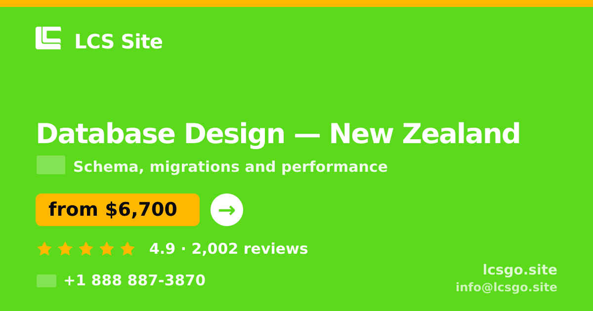 Database Design in Auckland — from $7,100, rated 5/5 by 3033 clients. LCS Site.