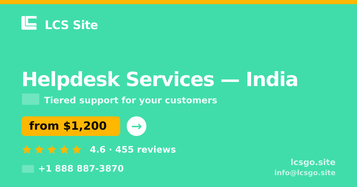 Helpdesk Services in India — from $1,200/mo, rated 4.6/5 by 455 clients. LCS Site.