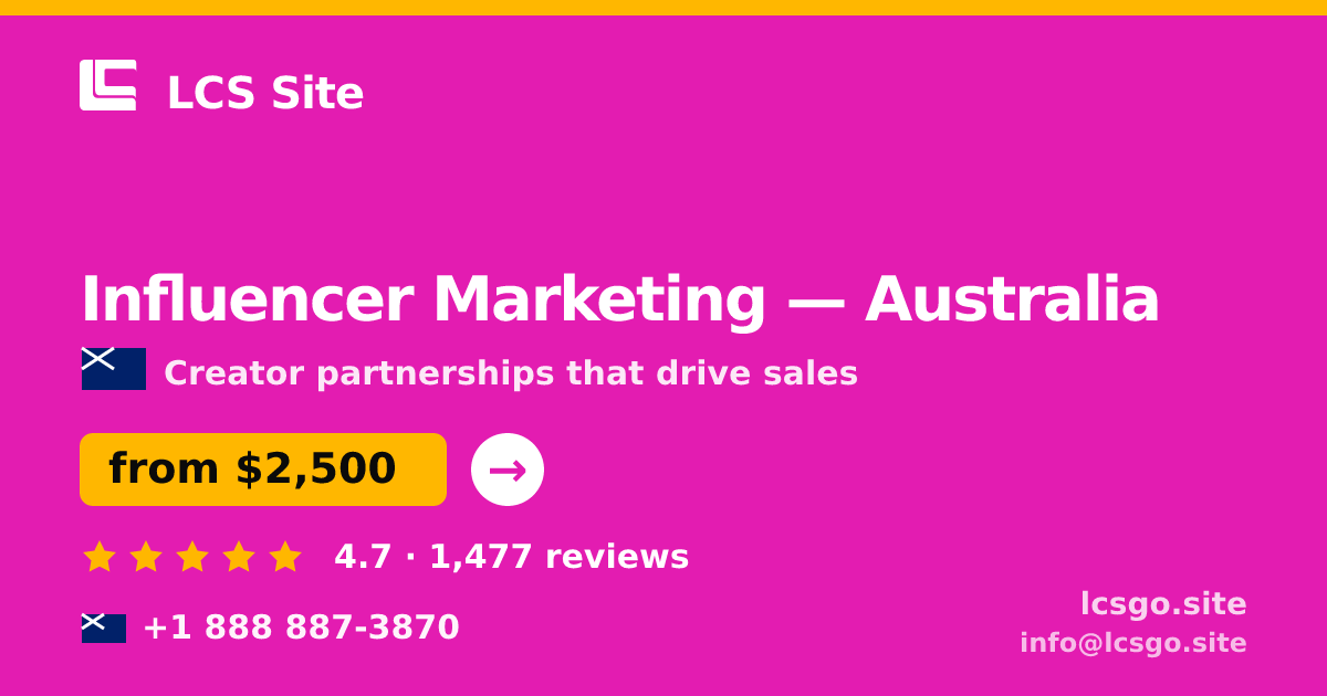 Influencer Marketing in Australia — from $2,500/mo, rated 4.7/5 by 1477 clients. LCS Site.