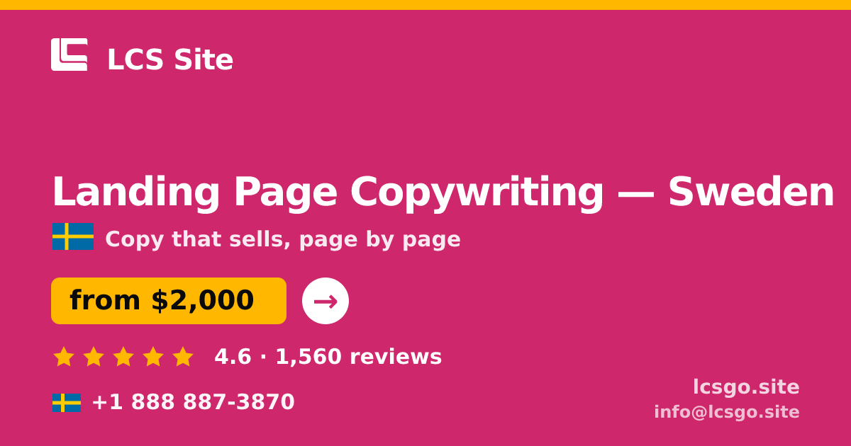 Landing Page Copywriting in Stockholm — from $2,300, rated 4.5/5 by 1695 clients. LCS Site.