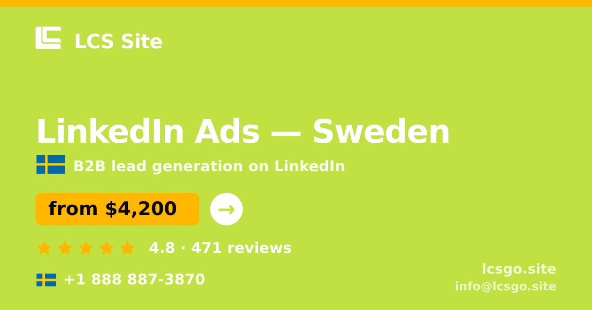 LinkedIn Ads in Malmö — from $4,100/mo, rated 5/5 by 826 clients. LCS Site.