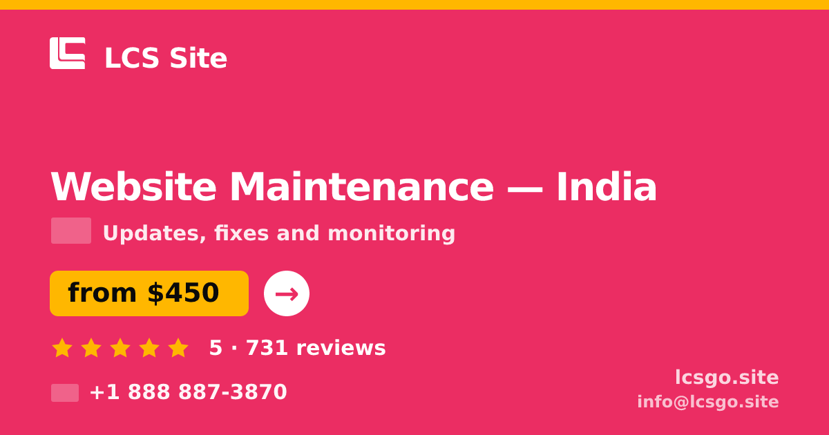 Website Maintenance in Hyderabad — from $250/mo, rated 4.6/5 by 1124 clients. LCS Site.