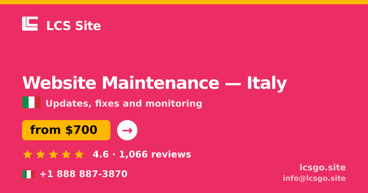 Website Maintenance in Turin — from $750/mo, rated 4.7/5 by 1714 clients. LCS Site.
