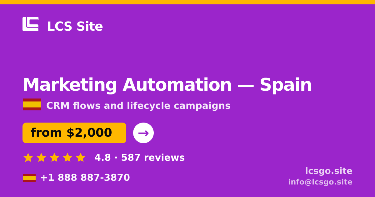 Marketing Automation in Spain — from $2,000/mo, rated 4.8/5 by 587 clients. LCS Site.