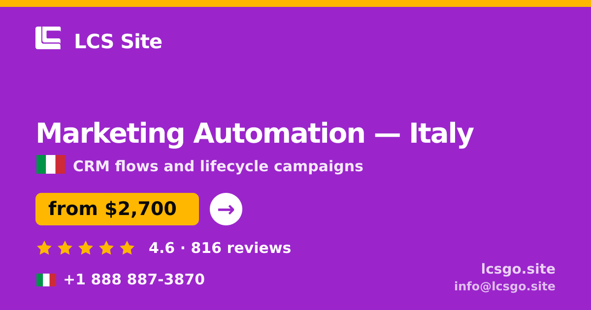 Marketing Automation in Italy — from $2,700/mo, rated 4.6/5 by 816 clients. LCS Site.