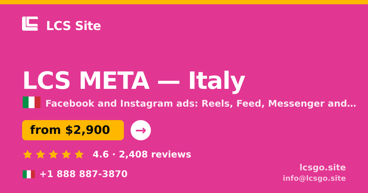 LCS META in Italy — from $2,900/mo, rated 4.6/5 by 2408 clients. LCS Site.