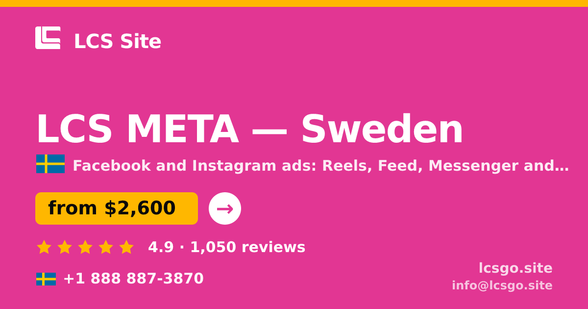 LCS META in Sweden — from $2,600/mo, rated 4.9/5 by 1050 clients. LCS Site.