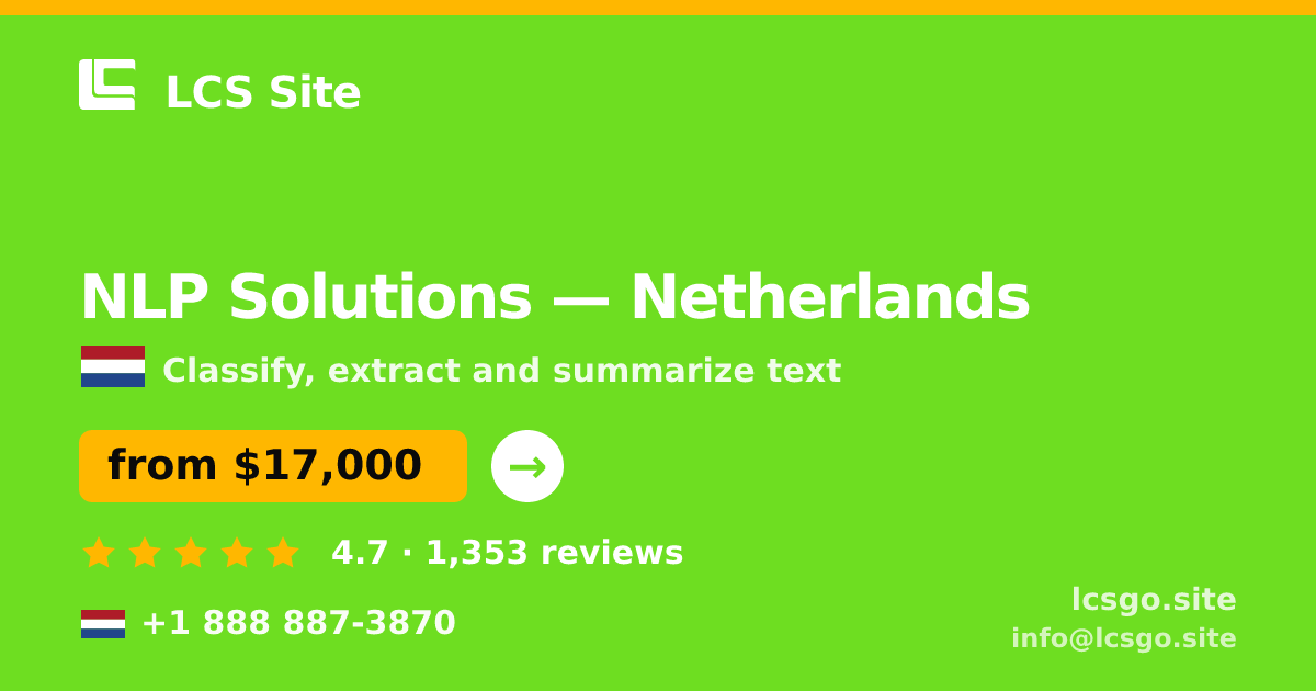 NLP Solutions in The Hague — from $14,000, rated 5/5 by 2932 clients. LCS Site.