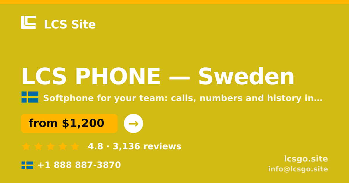 LCS PHONE in Sweden — from $1,200/mo, rated 4.8/5 by 3136 clients. LCS Site.