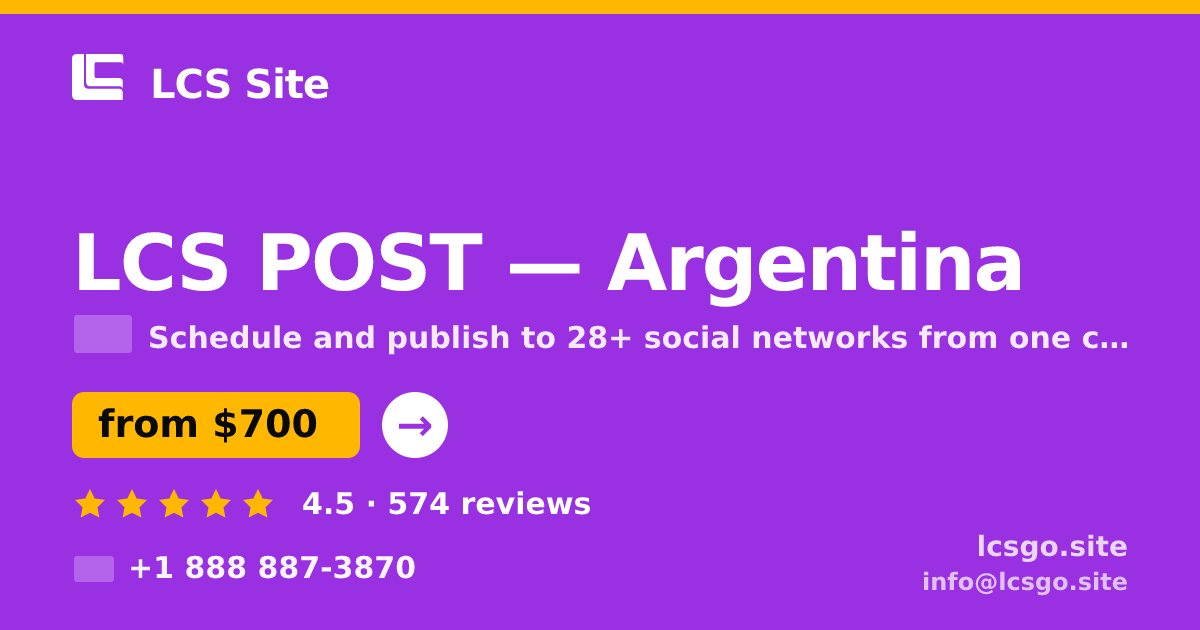 LCS POST in Argentina — from $700/mo, rated 4.5/5 by 574 clients. LCS Site.