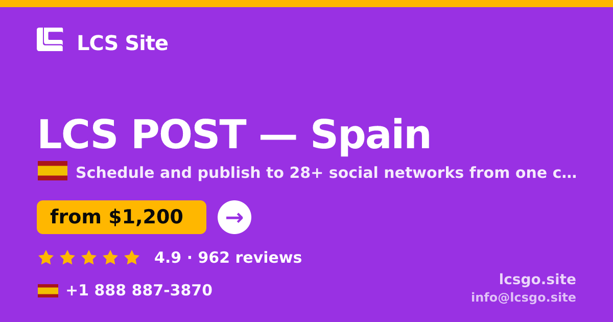 LCS POST in Spain — from $1,200/mo, rated 4.9/5 by 962 clients. LCS Site.