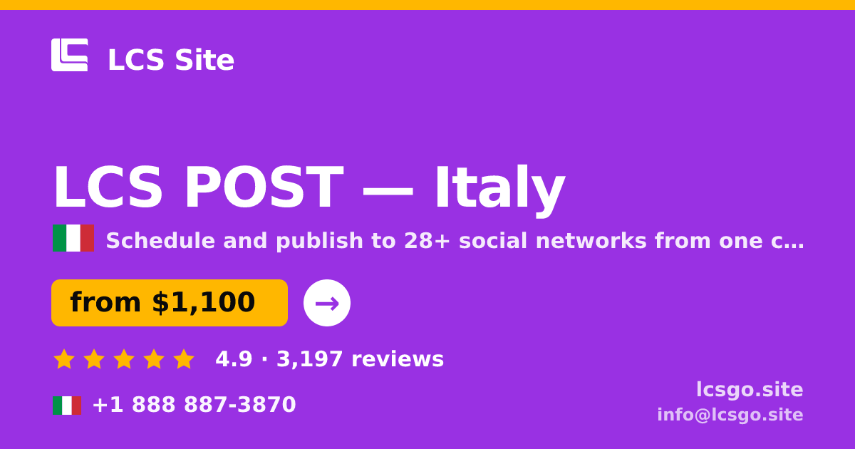 LCS POST in Italy — from $1,100/mo, rated 4.9/5 by 3197 clients. LCS Site.