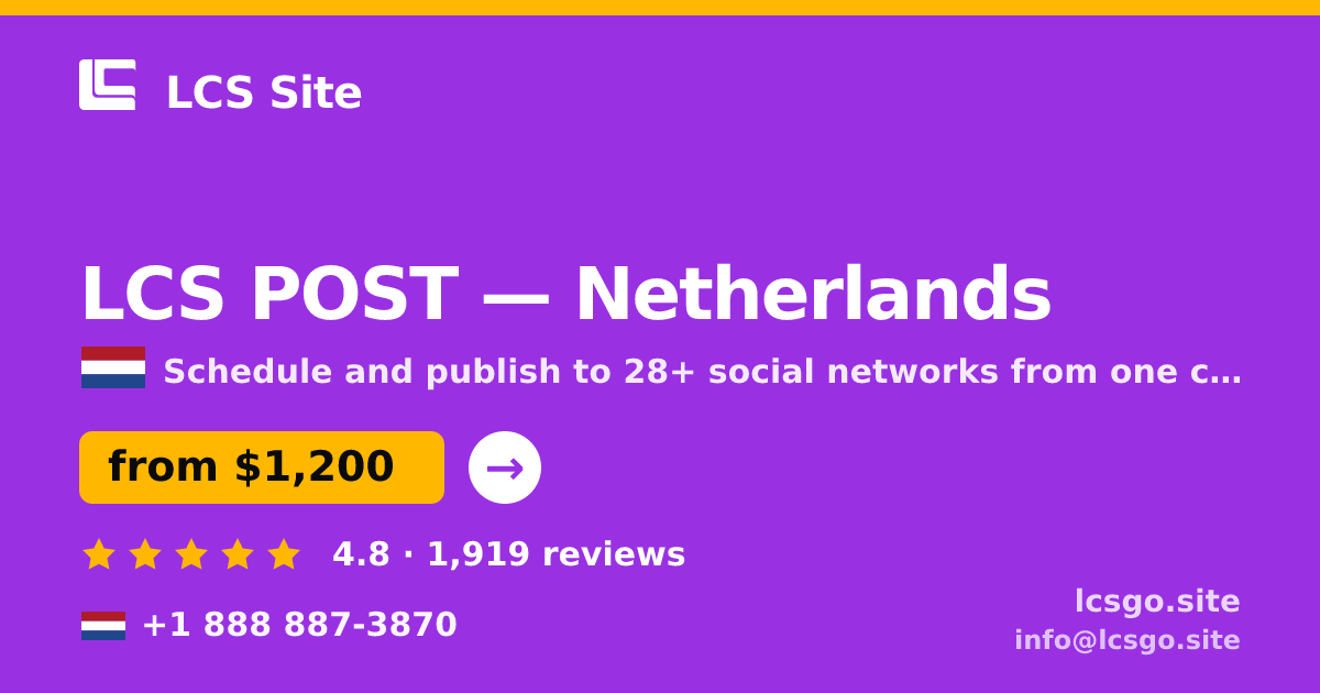 LCS POST in Amsterdam — from $1,200/mo, rated 4.9/5 by 1456 clients. LCS Site.