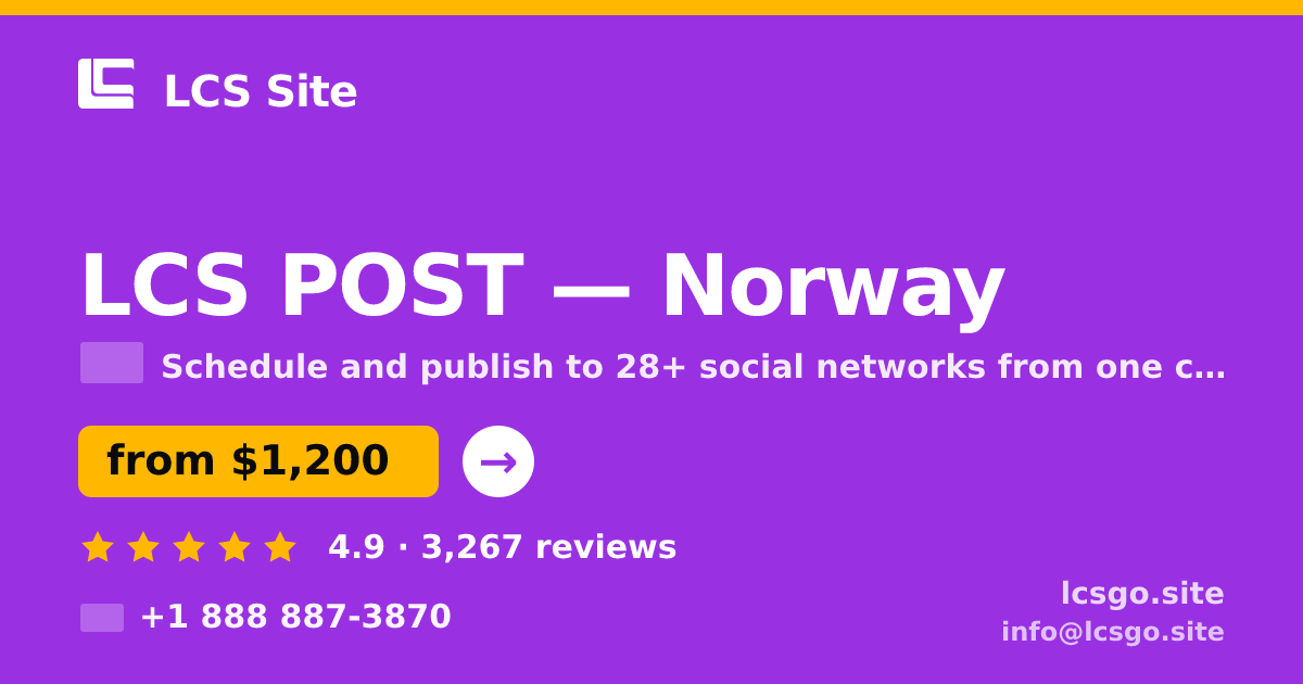 LCS POST in Norway — from $1,200/mo, rated 4.9/5 by 3267 clients. LCS Site.