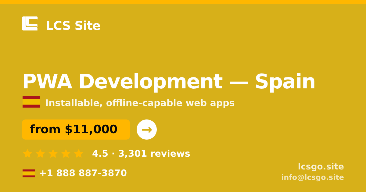 PWA Development in Valencia — from $10,500, rated 4.8/5 by 2288 clients. LCS Site.