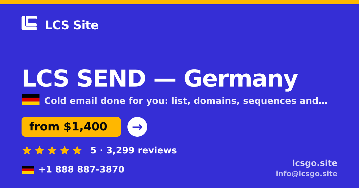 LCS SEND in Germany — from $1,400/mo, rated 5/5 by 3299 clients. LCS Site.