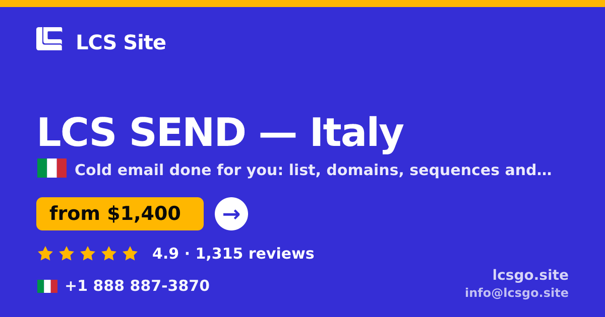 LCS SEND in Italy — from $1,400/mo, rated 4.9/5 by 1315 clients. LCS Site.