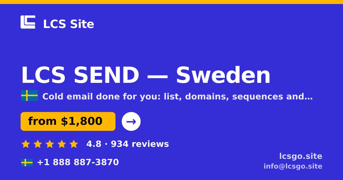 LCS SEND in Sweden — from $1,800/mo, rated 4.8/5 by 934 clients. LCS Site.