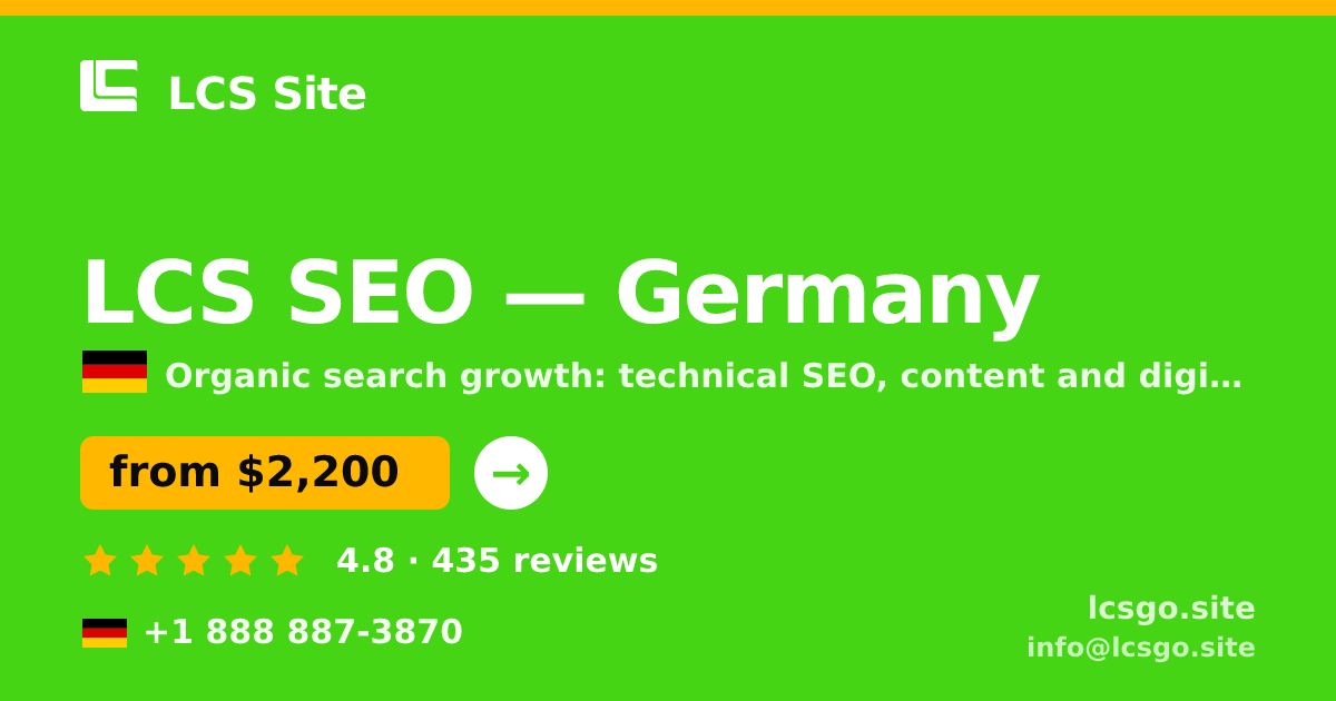 LCS SEO in Germany — from $2,200/mo, rated 4.8/5 by 435 clients. LCS Site.