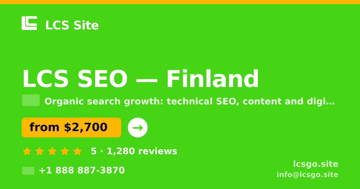LCS SEO in Finland — from $2,700/mo, rated 5/5 by 1280 clients. LCS Site.