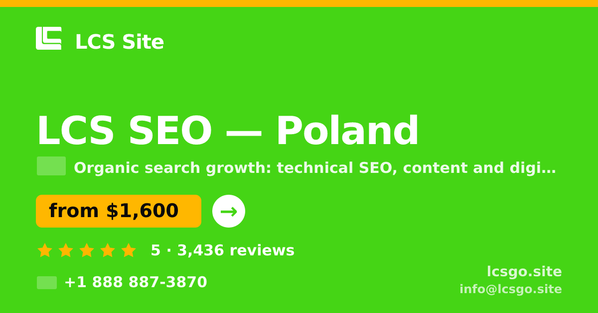 LCS SEO in Poland — from $1,600/mo, rated 5/5 by 3436 clients. LCS Site.