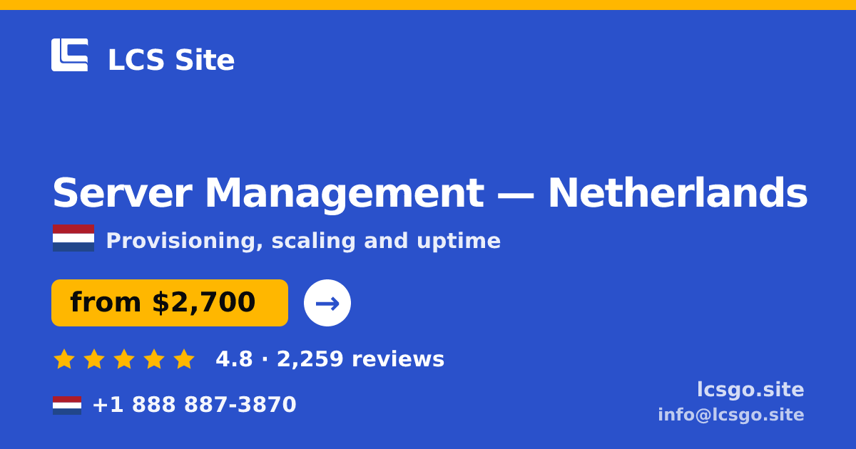 Server Management in The Hague — from $3,200/mo, rated 4.9/5 by 3094 clients. LCS Site.