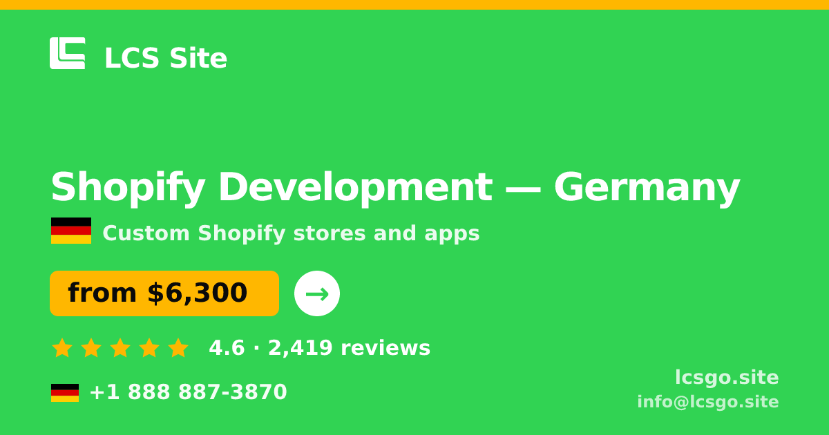 Shopify Development in Frankfurt — from $9,000, rated 4.8/5 by 1359 clients. LCS Site.
