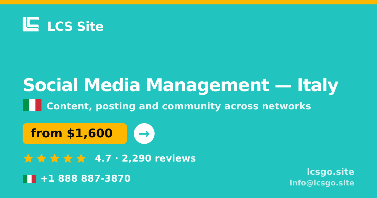Social Media Management in Italy — from $1,600/mo, rated 4.7/5 by 2290 clients. LCS Site.