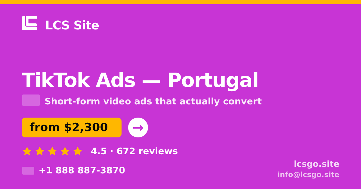 TikTok Ads in Porto — from $1,800/mo, rated 4.8/5 by 600 clients. LCS Site.